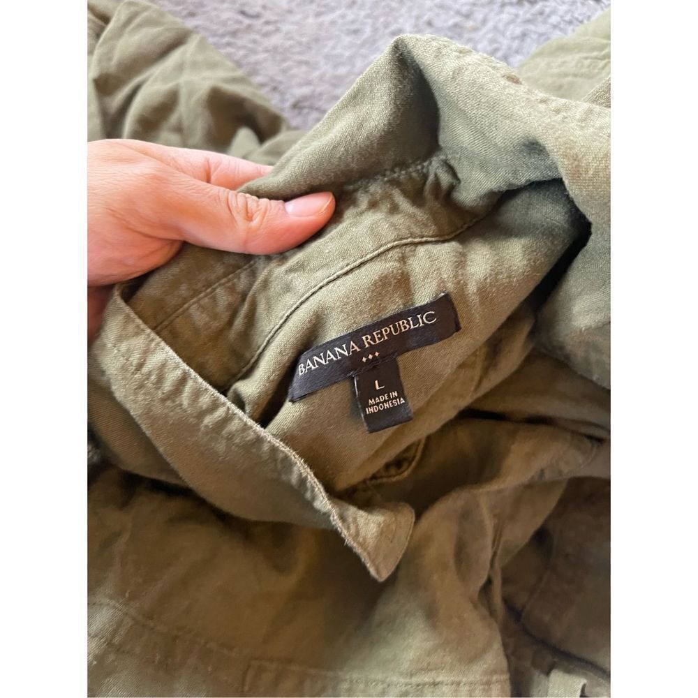 Banana republic linen blend long sleeve utility romper‎ size large - Picture 6 of 7
